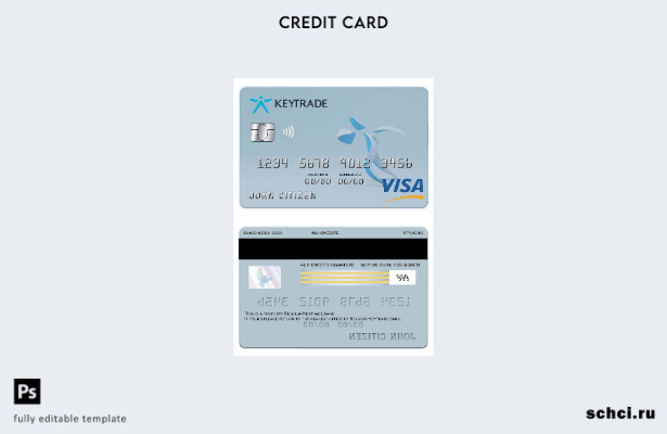 скачать в цифровом формате шаблон карты Visa для банка Keytrade в Бельгии